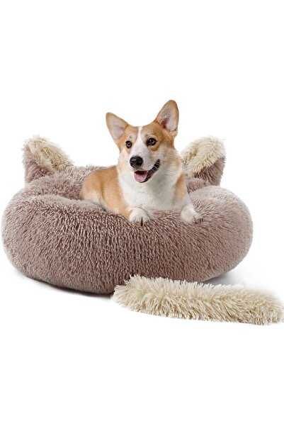 Other Soft Plush Pet Bed - Round, Non-Slip - 60x20 cm, Beige