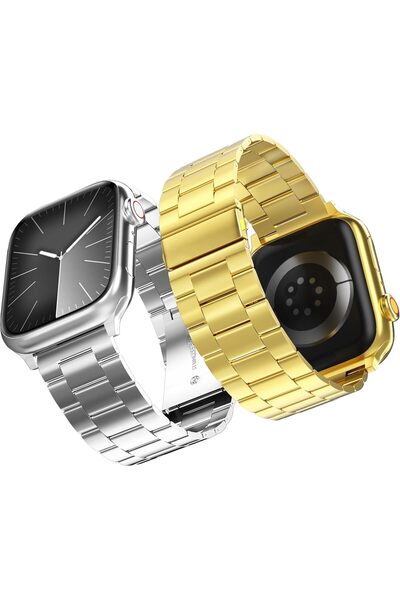 Other Curea Apple Watch - Otel Inoxidabil Reglabil, 38-42mm, Negru Auriu, 2 buc