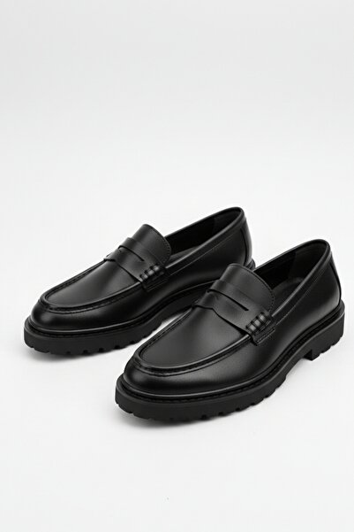 LUSIVE Hakiki Deri Siyah Rahat Günlük Erkek Loafer Ayakkabı LUASS28AL0052