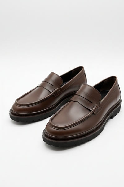 LUSIVE Γνήσιο Δέρμα Καφέ άνετα καθημερινά ανδρικά παπούτσια μοκασίνια LUASS28...