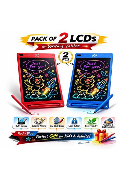 Fikriyah LCD Writing Tablet 8.5 Inch I Red & Blue - Pack of 2 | Digital Drawi...
