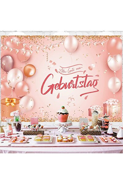 Other Fundal Zi de Nastere - Banner Poliester, Lavabil, Rezistent - Aur Roz, ...