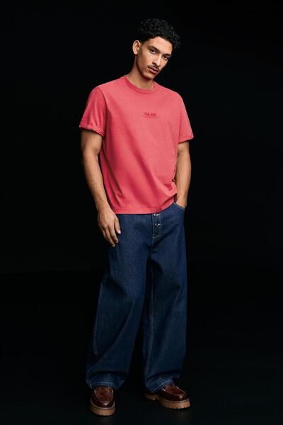 Bershka Kısa kollu roll up baskılı tişört