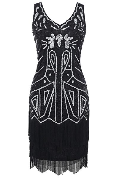 Other Rochie Retro Stilul Anilor '20 - Paiete și Franjuri, Marele Gatsby, Pol...