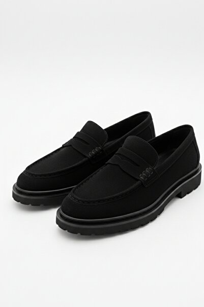 LUSIVE Genuine Nubuck Leather Black Comfortable Daily Men's Loafer Shoes Luas...