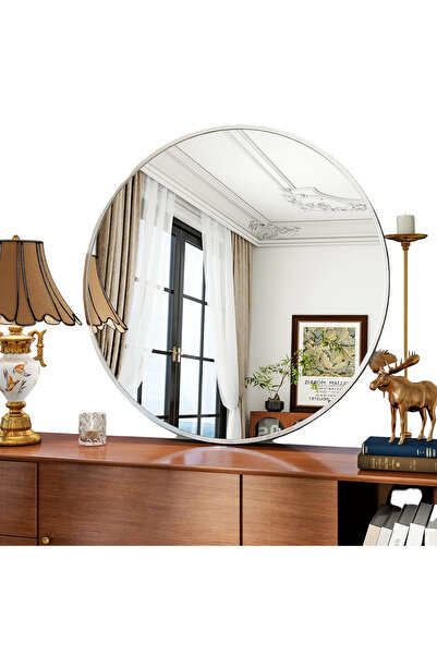 Other Oglindă Rotundă de Perete - Ramă Aluminiu, Sticlă Rezistentă - 91 cm, A...