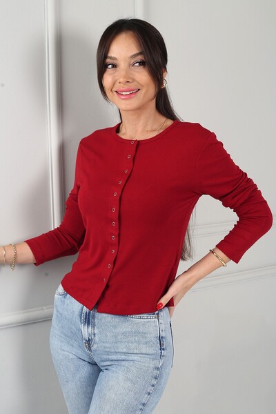 By Saygı Γυναικεία μπλούζα Buzzy Boydan με κουμπωτά λουράκια από λύκρα