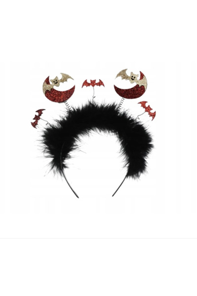 Other Bentiță Păr Halloween - Lilieci cu Sclipici și Pene - Negru, Mărime Uni...