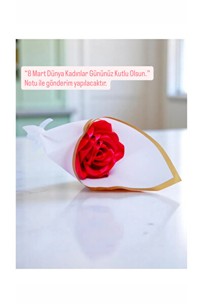 8 Mart Dünya Kadınlar Gününe Özel. Saten Gül 1 adet- Kırmızı Renk