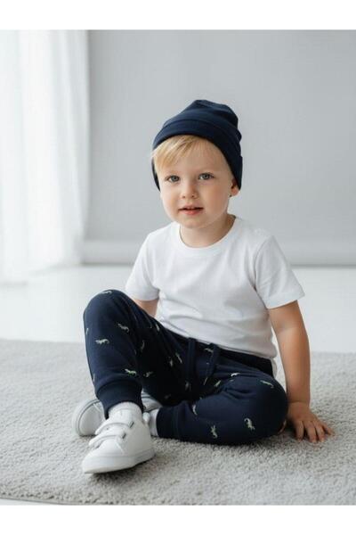 Zekids Boys' Cotton Crocodile Printed Sweatpants with Elastic Waist and Cuffs