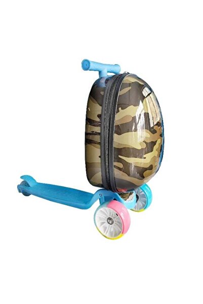 Generic Lil Trooper Kids Lightup Scooter with Hardshell Luggage Blue and Brown