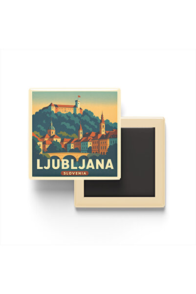 iBerk Mıknatıslı Buzdolap Magneti - Ljubljana Slovenya - Ljubljana Kalesi - 9...