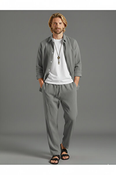 Modaikon Men's Cotton Woven Wrap-Around Top-Bottom Set