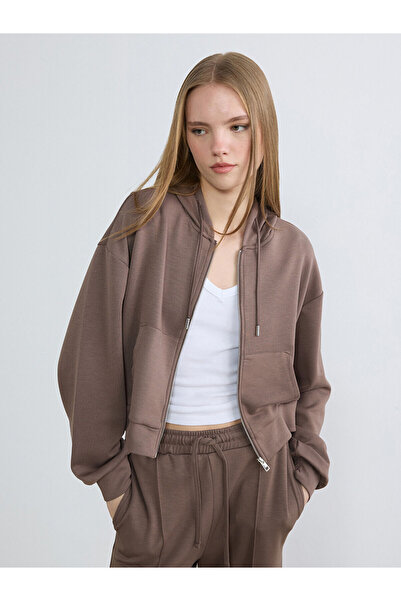 LC Waikiki Peak New Season Hooded Soft Touch Women's Zippered Sweatshirt