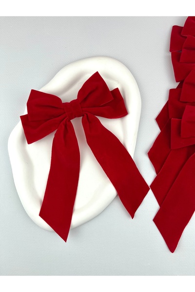 Toka Sepetim Kırmızı Kadife Fiyonk Toka 1 Adet