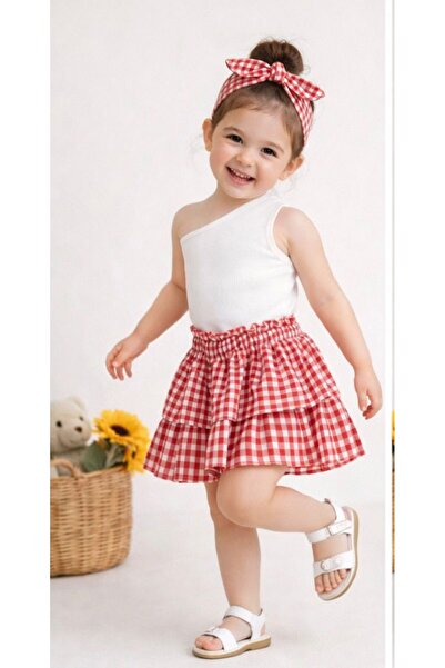 Süslüm Kids طقم تنورة قصيرة وباندانا للفتيات