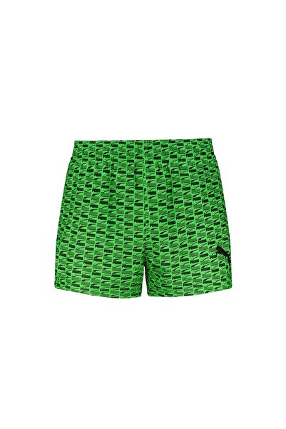 Puma Pantaloni scurti plaja, pentru barbati, logo print, verde
