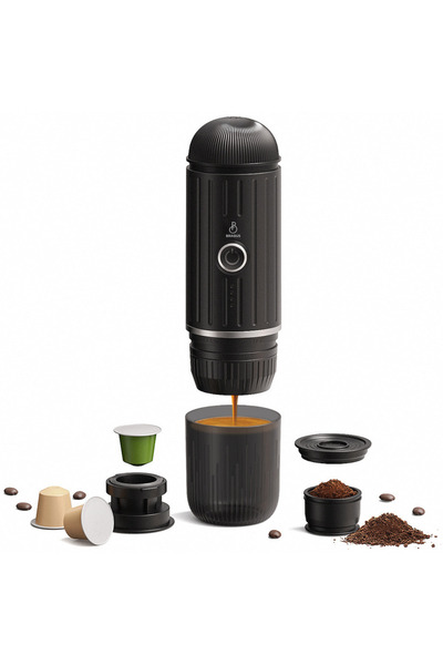 BRAGUS Espressor portabil 2 in 1, capsule&cafea macinata, 19 bari, incalzire,...