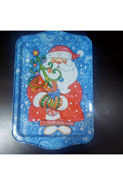 esdekor New Year Large Metal Tray 33X22Cm Merry Christmas Christmas