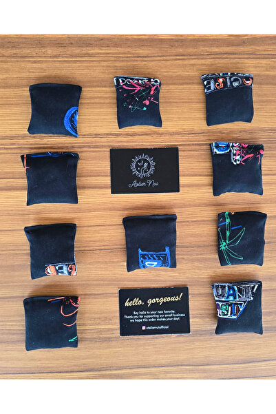 Atelier Nui ☆ Siyah Renk Yazılı 10'lu Mini Boy Lavanta Kesesi / Çekmece & Oda...