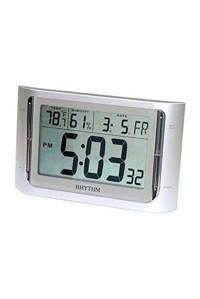 Generic Rhythm Digital LCD Desk Clock Silver/Grey/Black