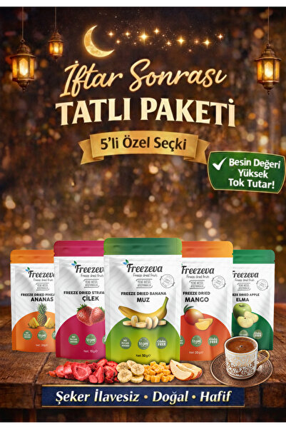 Freezeva İftar Sonrası Tatlı Paketi - 5'li Özel Seçki - Kuru Meyve Cipsi (Çil...