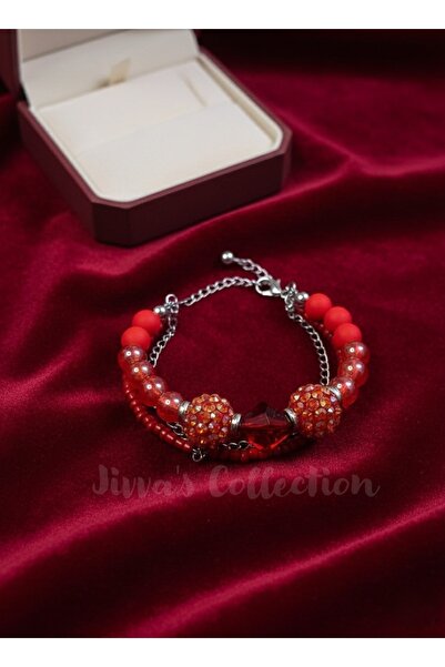 Jivva's Collection سوار نسائي متعدد الطبقات. تصميم خاص بخرز وبلورات باللون ال...