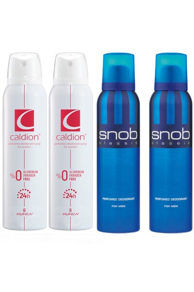 Snob Erkek Classic Deodorant For Men 150 ml 2 Adet + CaldionClassic Kadın Deo...