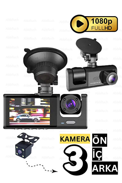 Abbruch Araç Kamerası 3 Kameralı Ön İç Ve Arka Kamera HD 1080P Geri & Gece Gö...