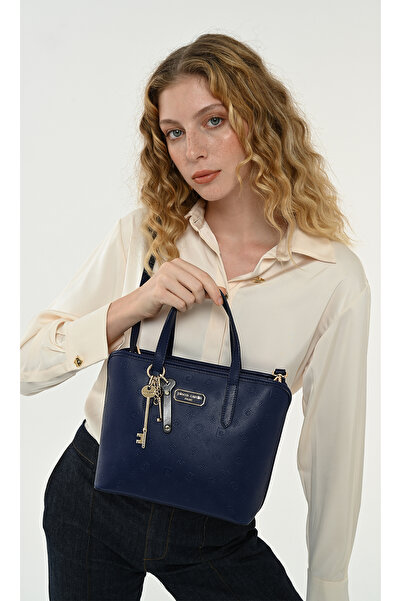 Pierre Cardin Midnight Blue Zipper Closure Removable Strap Print Women's Cros...