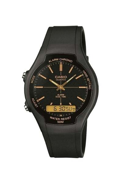 Casio Men's Dual Time Analog & Digital Watch AW-90H-9EVDF - 39 mm - Black