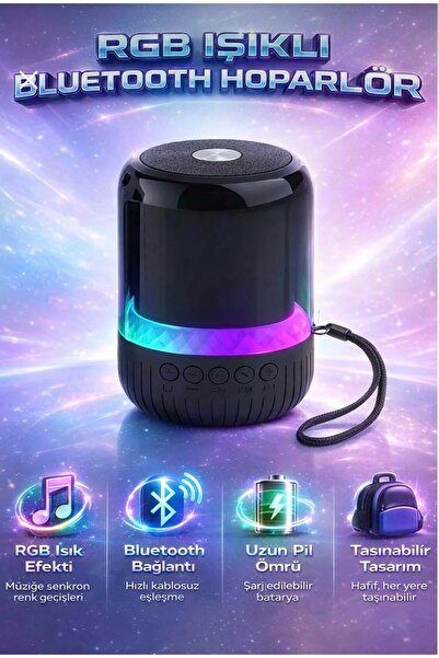 Hvc ticaret Renk Değiştiren Led Işıklı Bluetooth Hoparlör Askı İpli / Micro S...