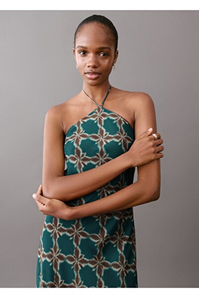 Mango Teen Halter yaka desenli elbise
