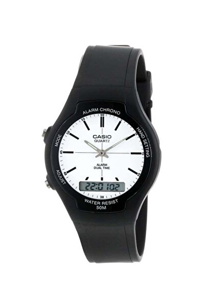 Casio Men's Rubber Analog & Digital Wrist Watch AW-90H-7EVDF - 39 mm - Black