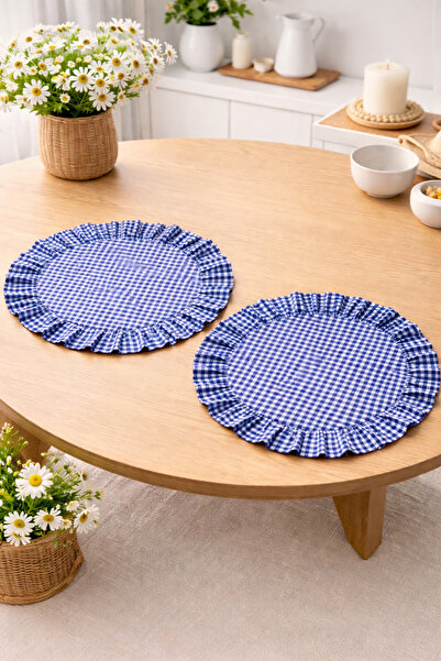 ŞAH TEXTILE DESIGN pötikareli fırfır detay amerikan servis supla 2li set