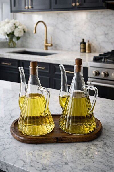 morponi Acacia Borosilicate Glass with Acacia Stand and Acacia Lid Glazzy Oil...