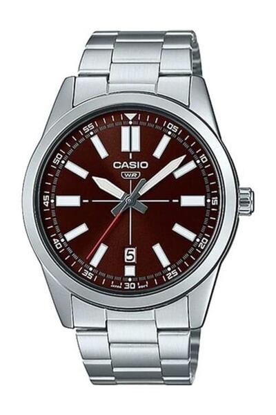 Casio Men's Brown Dial Stainless Steel Band Analog Wrist Watch