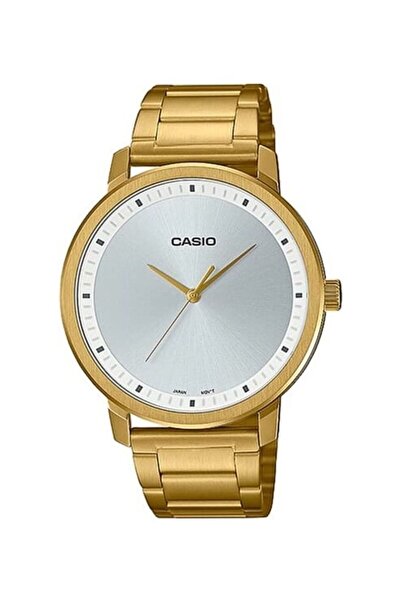 Casio Men's Silver Dial Stainless Steel Gold Ion Plated Band Analog Wrist Watch