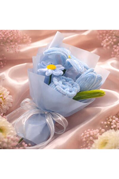 victiny Cutie cu buchet de Floari lucrate manual din sarma plusata 35 cm alba...