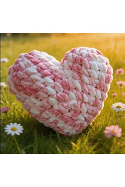 Alize Puffy Puffy Kalp Yastık Pembe Beyaz Puffy 5863 Ebat 35X35 cm