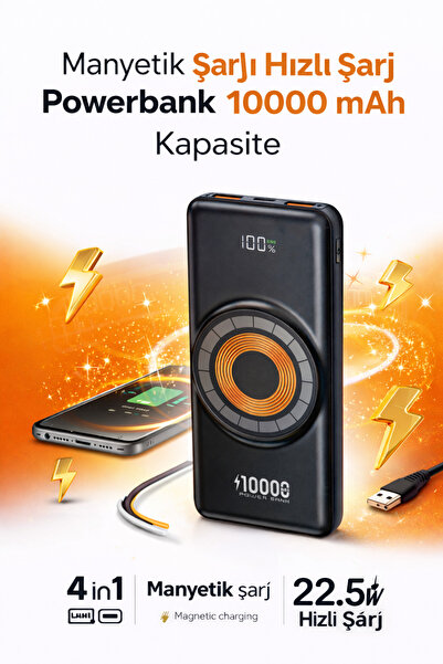 MEKTEK 10.000 mah magsafe dahili çoklu kablolu dijital göstergeli powerbank,s...