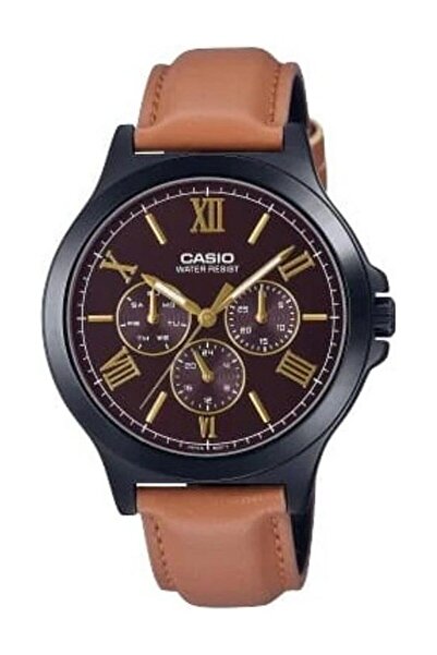 Casio Boys' Watch Men Analog Multi Hands Red Dial Resin Band
