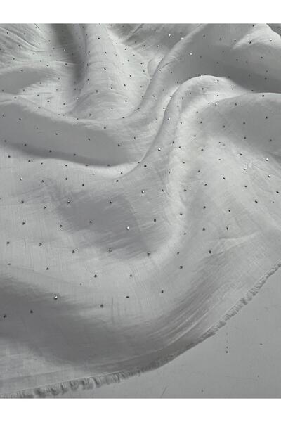 Kumaş sever Beyaz Yeşil Kristal Taşlı Pamuklu Vual Şeffaf Kumaş Voile Kumaş A...