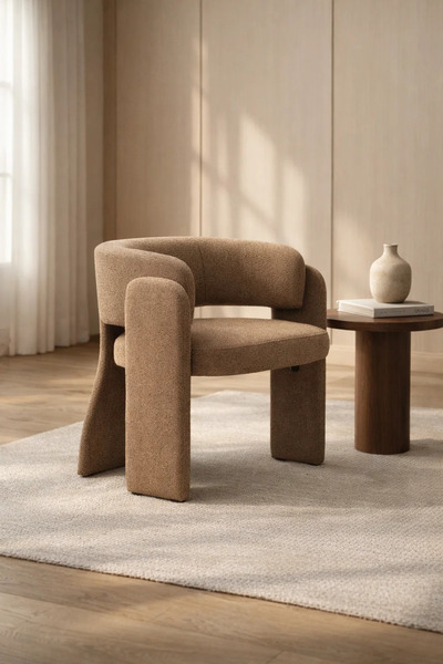 MARIA HOMES Luxury Coffee Fabric Dining Chair Modern Upholstered Armchair for...