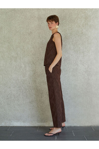 LC Waikiki Vizyon New Season Elastic Waist Self-Patterned Women's Trousers