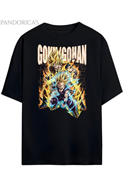Grafftee Clothing Tricou unisex din bumbac cu design Dragon Ball Z GOKU&GOHAN...