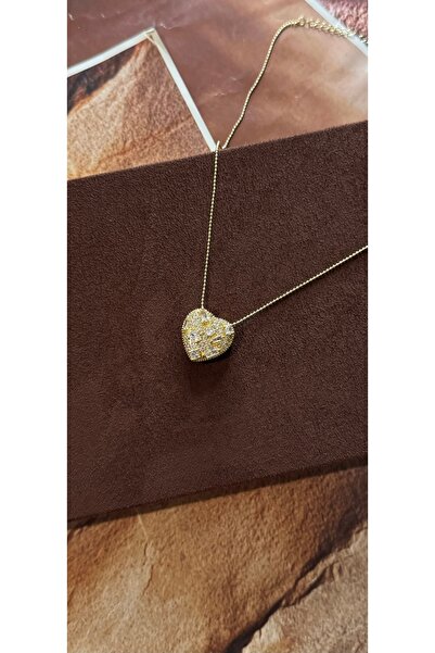 KAD COLLECTION Heart necklace with rhinestones