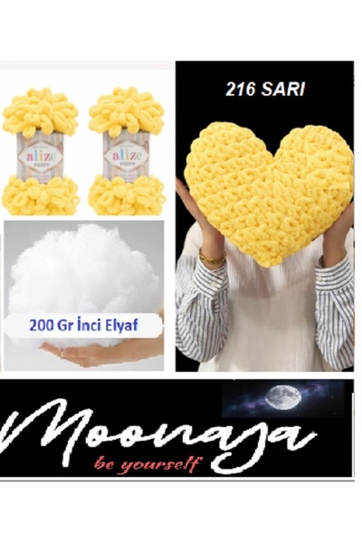 moonaja Puffy Kalp Yastık Puffy Malzemesl 2 Adet Puffy İplik ve 200 gr. İnci ...