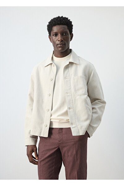 MANGO Man Pamuklu keten denim ceket