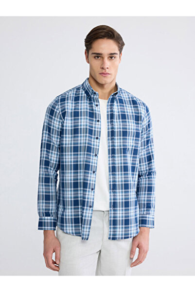 LC Waikiki Rmz Gi̇yi̇m Farkiyla Standard Fit Long Sleeve Checkered Embroidere...